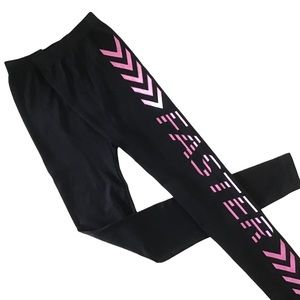 Running Performance Black Leggings Size S/M FASTER Pink Graphic by Just One